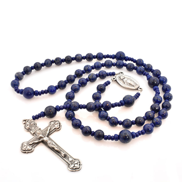 Lapis 5-Decade Rosary Full Circle Beads