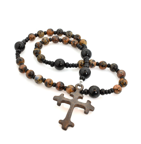 African Brown Dendritic Opal  33-Bead Prayer Beads