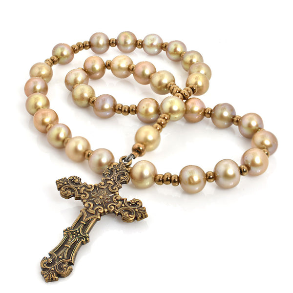 Champagne Freshwater Pearls 33-Bead Prayer Beads