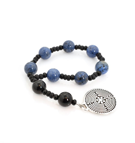 Sunset Dumortierite and Onyx Chaplet