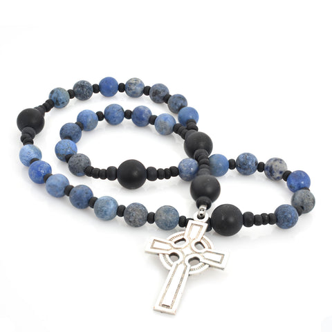 Dumortierite & Onyx 33-Bead Prayer Bead