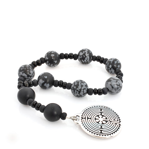 Snowflake Obsidian & Onyx MATTE Chaplet